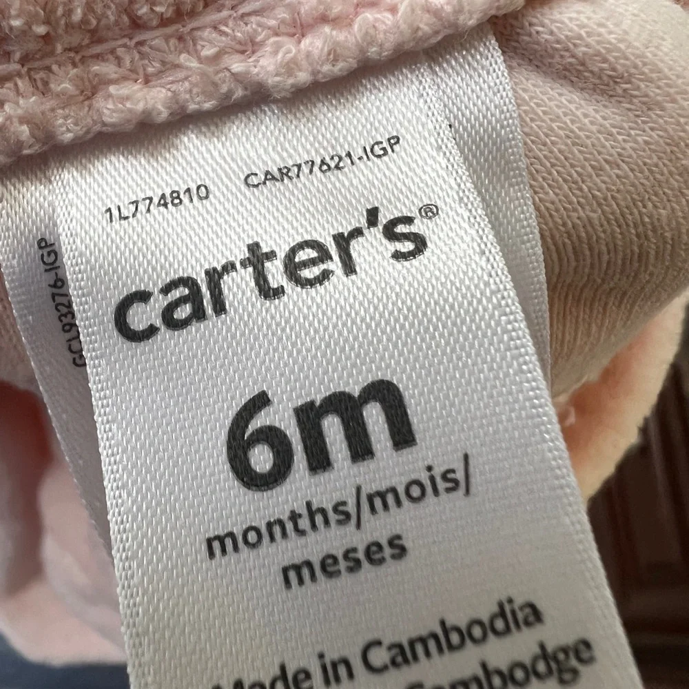 Carter’s 6M Girls Pink Terrycloth Bear Butt Leggings Pants
